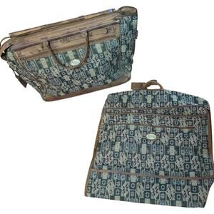 American Tourister Tapestry 2 Piece Set Large Carpet Bagger Tote Garment Bag